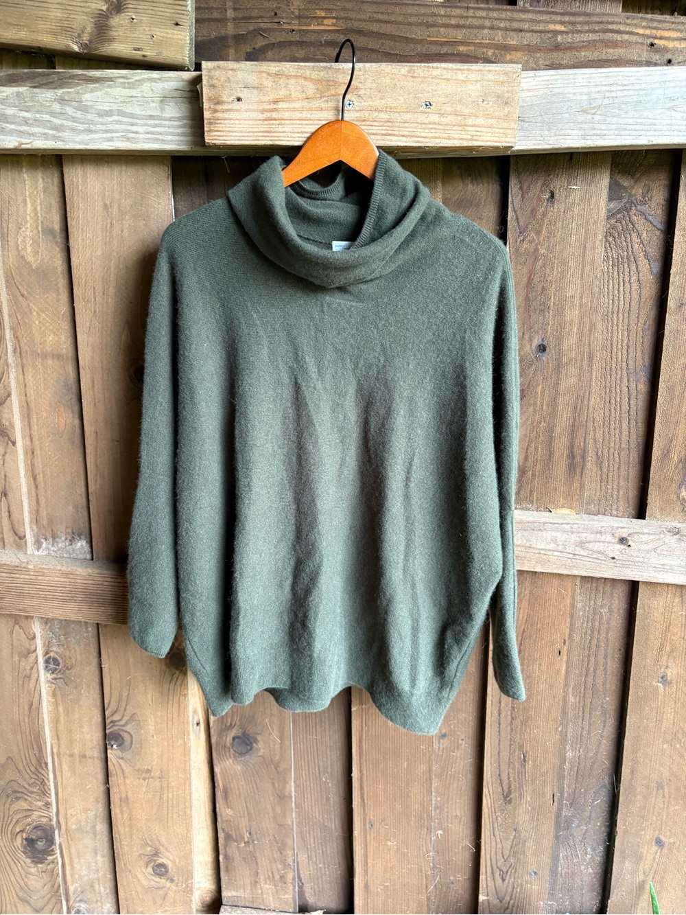 J. Jill Olive Green Recycled Cashmere Soft Quiet Luxury Dolman Sweater